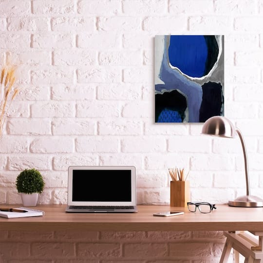 Stupell Industries Abstract Masculine Cobalt Blue Grey Black Design Canvas Wall Art